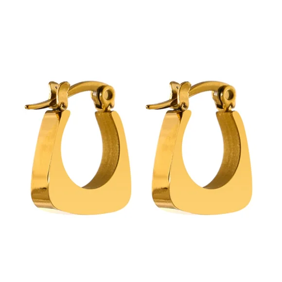 Fashion Stainless Steel Square Geometric Hoop Earrings - Picture 5 of 8